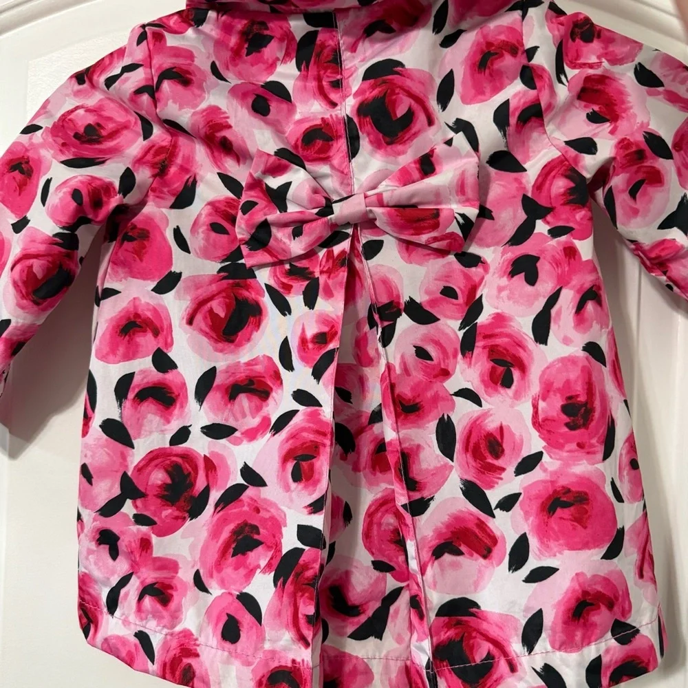 Kate Spade Rain Coat Toddler Girls Size 18 Months Rose Pink And Black Hooded